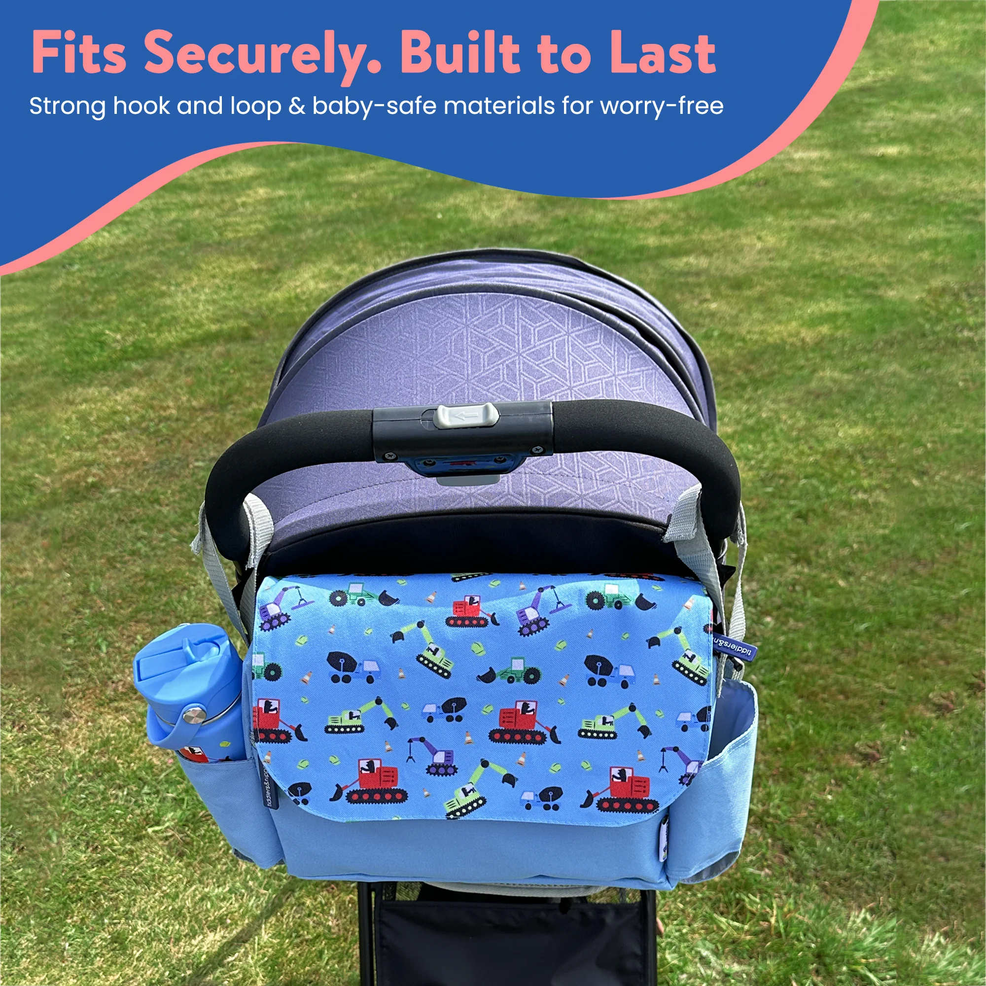 Tiddler Pram / Pushchair Organiser Bag - Large Capacity Universal Stroller / Buggy Bag with 2 Cup Holders - Image 24