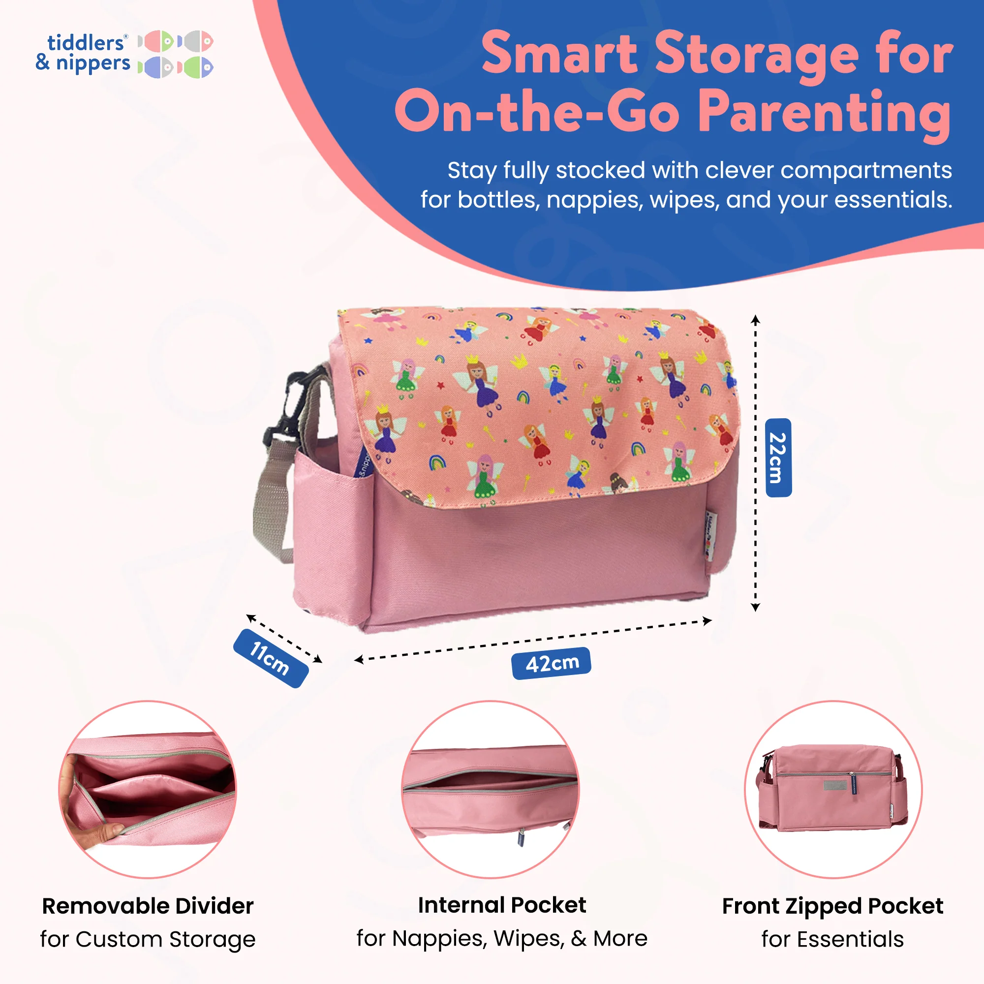 Tiddler Pram / Pushchair Organiser Bag - Large Capacity Universal Stroller / Buggy Bag with 2 Cup Holders - Image 33