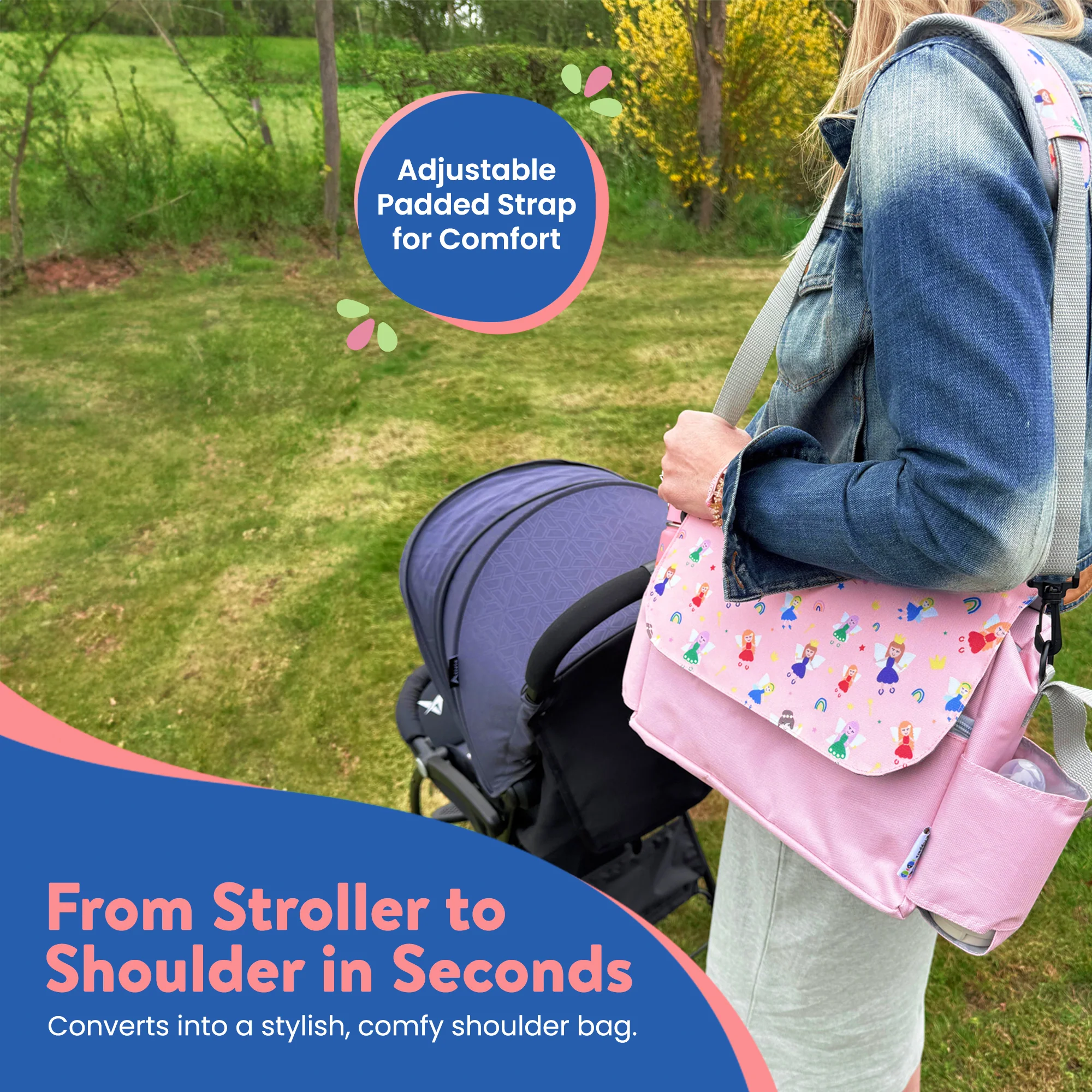 Tiddler Pram / Pushchair Organiser Bag - Large Capacity Universal Stroller / Buggy Bag with 2 Cup Holders - Image 35